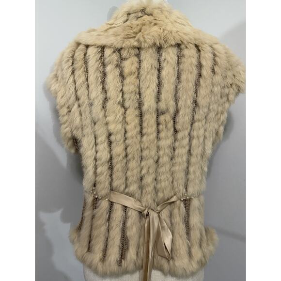NICOLA BERTI Embellished Art Tan Cotton FUR Vest Size M Medium - Picture 3 of 4